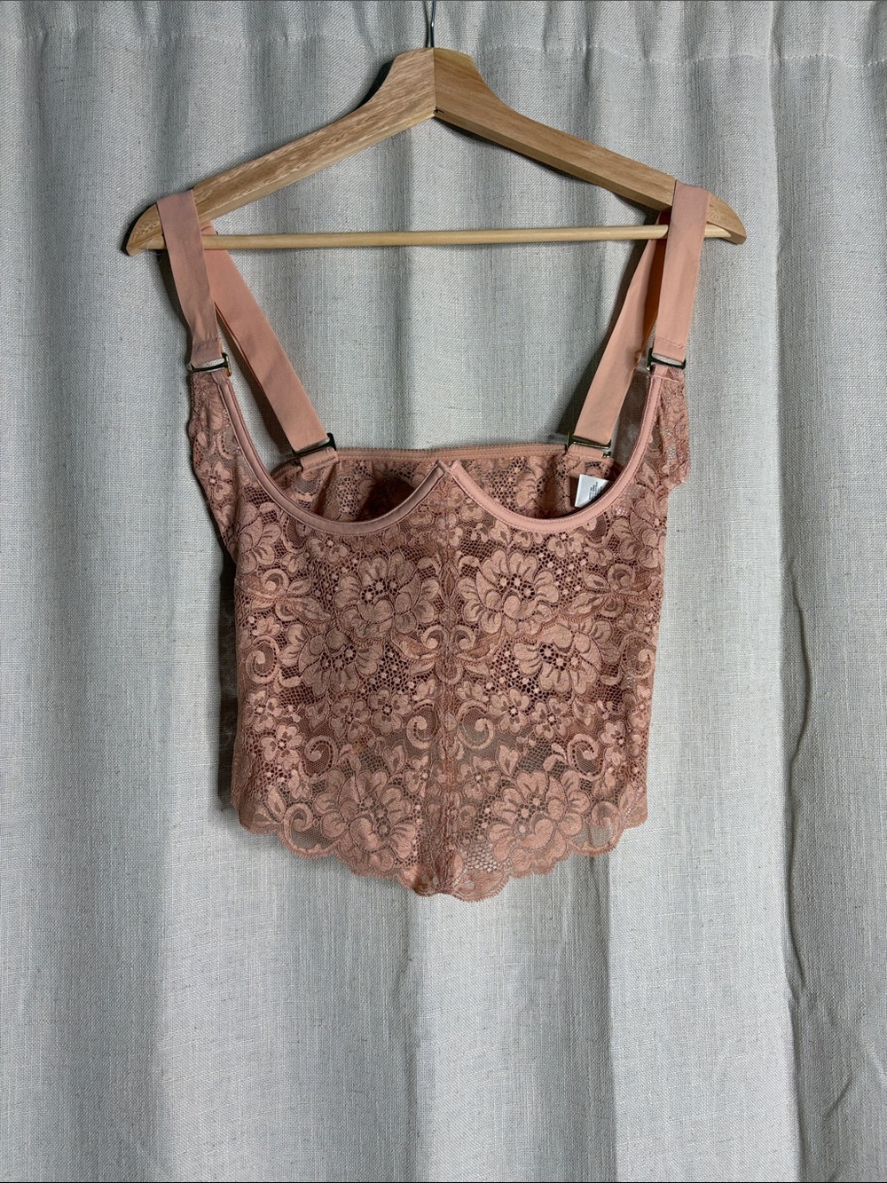 HAH Lace Longline Bra Crop Top in Dusty Rose